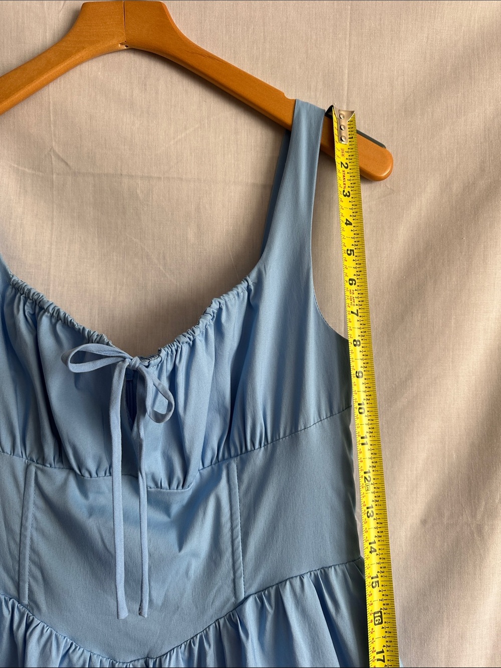 ASTR The Label Blue Corset Basque Waist Midi Dress M Cottagecore something blue - Picture 7 of 7